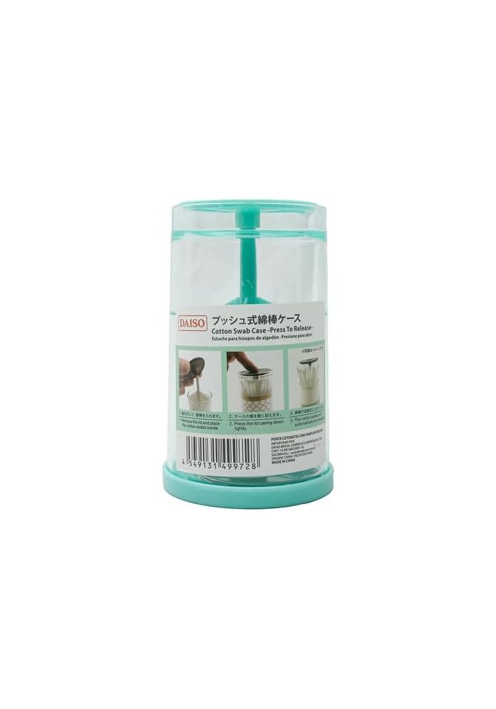Daiso Cotton Swab Case - Press To Release - Green - Image 1
